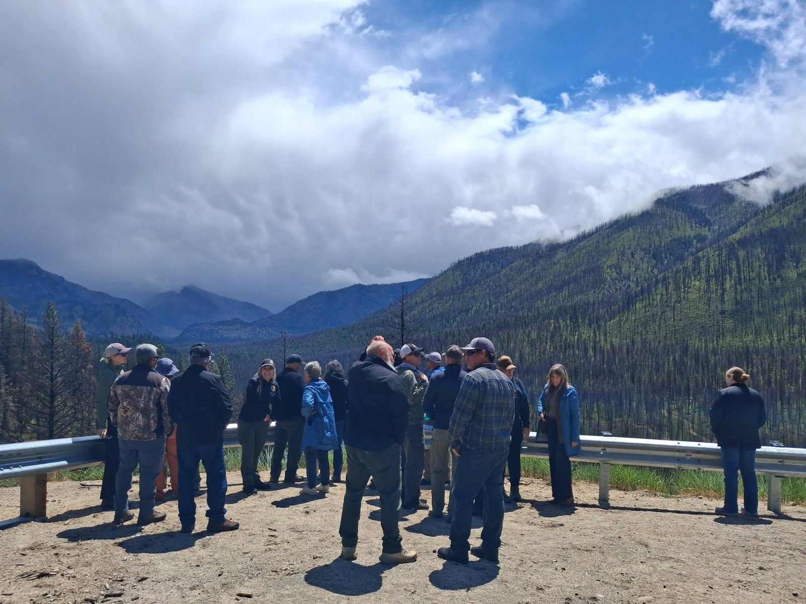 At the Grandjean overlook, taking in the Wapiti Fire burn.