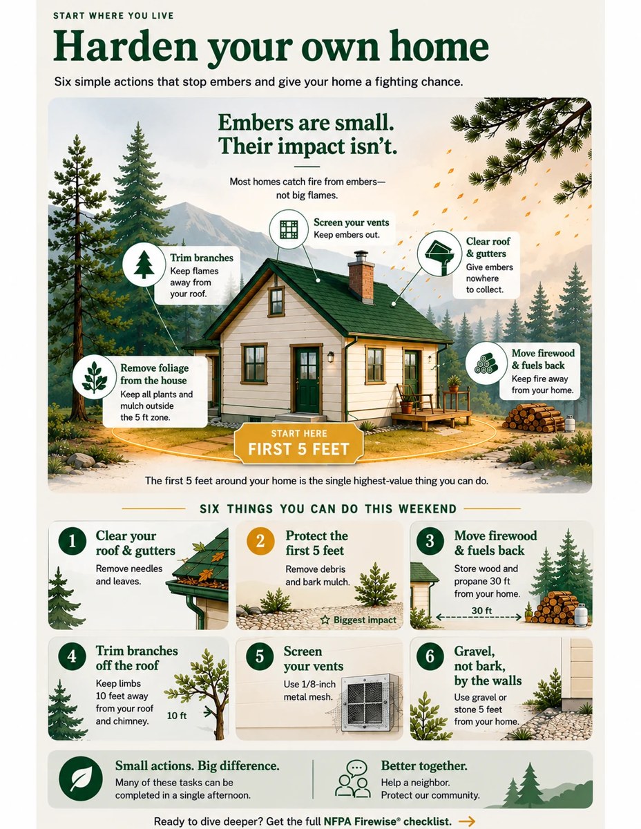 Harden your own home — six simple actions that stop embers and give your home a fighting chance